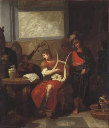 Achilleus spiller lyre foran Patroklos, af Gérard de Lairesse (1640-1711)