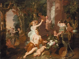 Nymfer og Bacchanter hylder ved Floras tempel