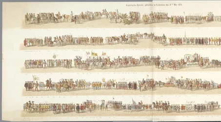 Historisk parade i Rotterdam Historisk procession, afholdt i Rotterdam 21. maj 1874 (titel på objekt)