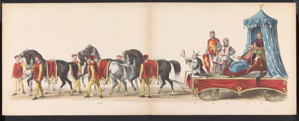 Masquerade of the Leiden Students, 1870 (plade 3) Udklædt procession afholdt af medlemmerne af Leidens studentkorps den 7. juni 1870 til fejring af 295-året for Leidsche Hoogeschool, der skildrer et besøg i Leiden i