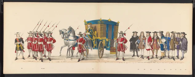 Masquerade of the Leiden Students, 1875 (plade 18) Maskerade afholdt af medlemmerne af Leidens studentkorps den 15. juni 1875 til fejring af 300-året for Leidsche Hoogeschool, forestillende Leidsche Hoogeschool, afbildet i