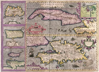 Cuba, Jamaica, Haiti, Puerto Rico (Caribien) (gravering