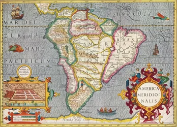 Sydamerika Amerika Meridionalis: fra Atlas of Gerardus Mercator, 1633, 1936