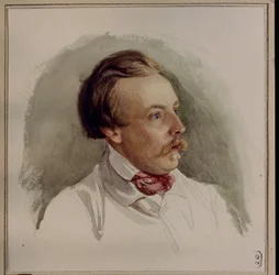 Portræt af maleren Alexander (Alexander) von Kotzebue (1815-1889). (Portræt af maleren A. von Kotzebue). Værk af Gerhard Wilhelm von Reutern (1794-1865), akvarel på papir, omkring 1840. Tysk kunst