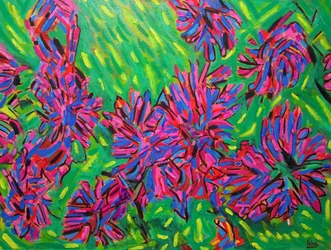 Abstrakte imaginære blomster, 2021 (olie på lærred)