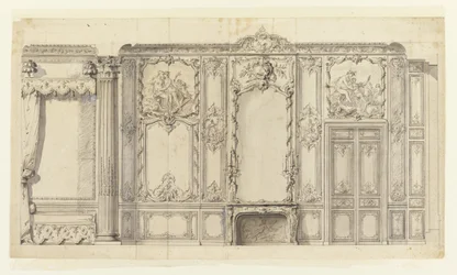 Væghøjde på soveværelset til Prince de Rohan, Hôtel de Soubise, Paris