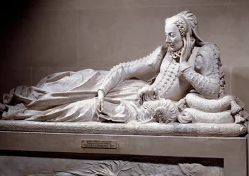 Begravelsesmonument: Grav med smag af Jeanne Valentine Balbiani (1518-1572), hustru til kardinal Rene de Birague (1506-1583), Frankrigs kansler. Marmorskulptur af Germain Pilon (1535 - 1590), omkring 1573. Paris, Musee Du Louvre