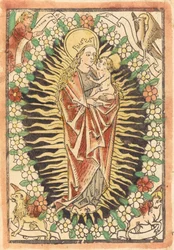 Madonna og barn i en rosenkrans
