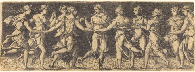 Apollo danser med de ni muser