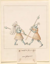 Freydal, The Book of Jousts and Tournament of Emperor Maximilian I: Combats on Foot (Jousts)(Bind III): G. Wolf von Fürstenberg mit Heleparten, Tavle 141
