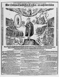 Et tysk broadsheet, der viser Gustavus Adolphus som den protestantiske sags mester