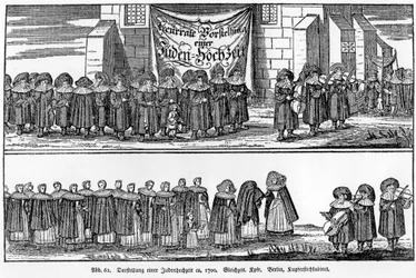 Et jødisk bryllupsoptog omkring 1700