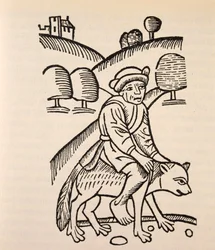 En troldmand på en geds ryg, illustration fra 