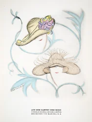 Annonce for hatte af Conrad Sonja, fra Styl, pub.1922 (pochoir print)
