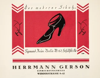 Reklame for Herrmann Gerson Shoes, fra Styl, pub.1922 (pochoir print)