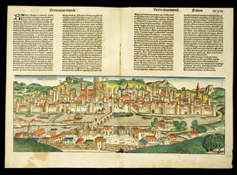 Birds Eye View af Ratisbon, fra Nürnberg Chronicle af Hartmann Schedel (1440-1514) 1493