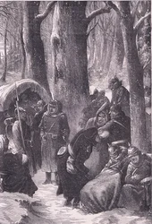 Bivuak i sneen, Cassells historie om krigen mellem Frankrig og Tyskland udgivet af Cassell and Company Limited, ca. 1890 (litho)