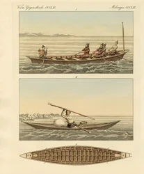 Grønlændernes både (farvegravering)