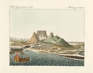 Cape Town på Kap det Gode Håb (farvet gravering)