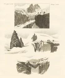 Vedrørende bestigningen af Mount Blanc (farvet indgravering)