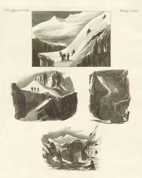 Vedrørende bestigningen af Mount Blanc (farvet indgravering)