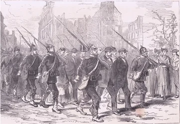 Konvoj af fanger, Cassells historie om krigen mellem Frankrig og Tyskland udgivet af Cassell and Company Limited, ca. 1890 (litho)