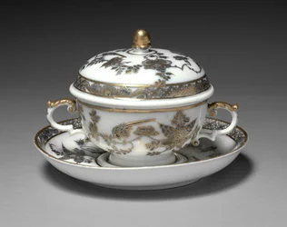 Dækket skål og fad, fabrikant Meissen Porcelænsfabrik, Tyskland, 1730-1740