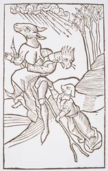 Afgang til sabbatten, kopi af en illustration fra Von den Unholden oder Hexen af Ulrich Molior, Constanz 1489, brugt i en magihistorie, udgivet sent i det 19. århundrede