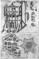 Design til befæstning fra Harmony in Fortalitatis Constructis, Defendensis & Oppugnandis af Wendelin Schildknecht, pg120, udgivet 1652