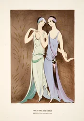 Die Freundinnen, kjoler af Kuhnen, fra Styl, pub.1922 (pochoir print)