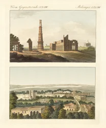 Østindiske bygninger (farvegravering)