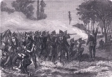 Encounter in the woods before Metz, Cassells History of the War between France and Germany udgivet af Cassell and Company Limited, ca. 1890 (litho)