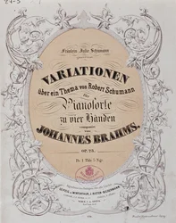 Frontispice af "Variationer over et tema af Robert Schumann" (Op. 23) af Johannes Brahms (1833-1897)