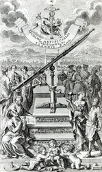 Frontispice til Oculus Artificialis Teledioptricus Sive Telescopium af Johann Zahn, 2. udgave udgivet i 1702