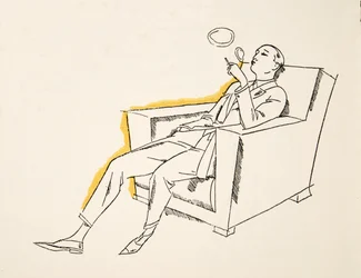 Gentleman, der blæser røgsignaler, fra Styl, pub.1922 (pochoir print)