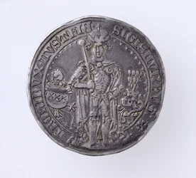 Guildiner (taler) af Sigismund (1439-96) Greve af Tirol, Hall Mint, 1486 (forside) (sølv) (for bagside se 168059)