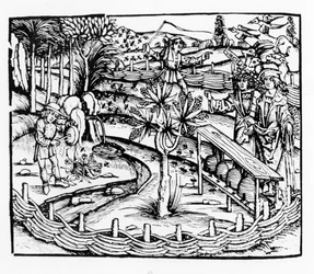 Glade ægtemænd, der passer bier, illustration fra Georgics af Virgil, bog IV, fra Sebastian Brants (1457-1521) udgave, udgivet 1502