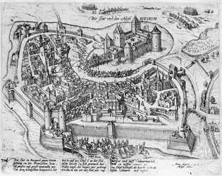 Henri IV (1553-1610) på vej ind i Dijon efter sin sejr i Fontaine-Francaise over det spanske, 5. juni 1595