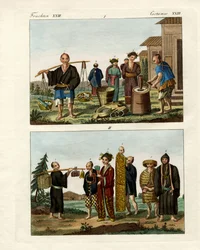Japanske kjoler (farvet gravering)