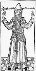 Jødisk ypperstepræst, fra Liber Chronicarum af Hartmann Schedel, udgivet i Nürnberg, 1493