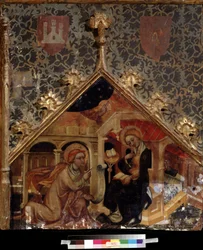 ""Bebudelsen"" (Bebudelsen) Maleri på træ fra den tyske skole fra det 15. århundrede Pushkin Museum, Moskva
