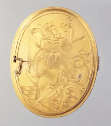 Medaljon indeholdende voks miniatureportræt af Landgrave Wilhelm IV (forgyldt sølv) (se også 312102 og 312134)