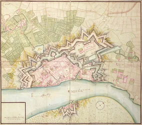 Kort over Düsseldorf, 1736