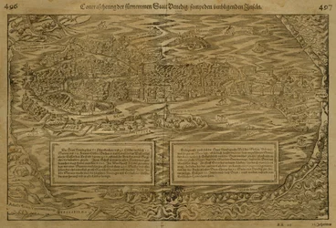 Kort over Venedig, af Sebastian Munster (1488-1552) udgivet i Basel, ca. 1560