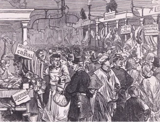 Kødmarked i Paris, Cassells historie om krigen mellem Frankrig og Tyskland udgivet af Cassell and Company Limited, ca. 1890 (litho)