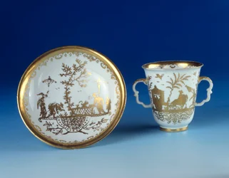 Meissen kop og underkop i porcelæn