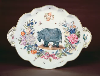 Meissen står for midtpunktet fra Northumberland service, ca. 1745 (porcelæn)