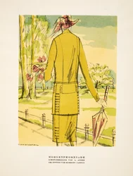 "Morgenpromenade", reklame for tøj af L. Anger, fra Styl, pub.1922 (pochoir print)