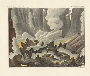 Etna på Sicilien (farvet gravering)