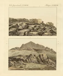 Sinai-bjerget (farvet gravering)